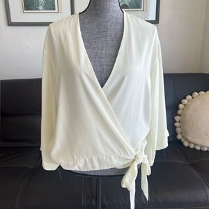 Good Luck Gem Cream White Wrap Blouse